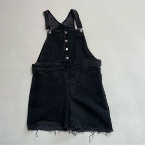 LEVI’S black denim cutoff shortalls with side zipper